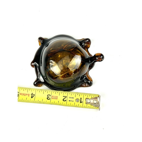 Hand Blown Caramel Amber Glass Turtle Tortoise Paperweight Figurine Art Piece - Picture 12 of 13